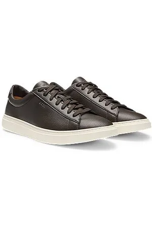 HUGO BOSS Grained-leather trainers with rubber sole