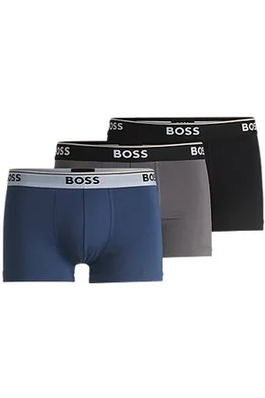 HUGO BOSS Three-pack of stretch-cotton trunks with logo waistbands