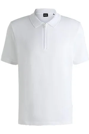 HUGO BOSS Cotton-blend polo shirt with seersucker structure