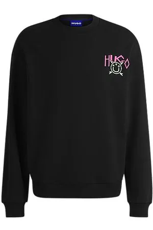 HUGO BOSS Cotton-terry sweatshirt with Happy logo