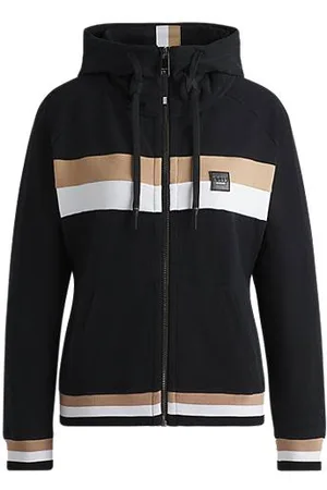 HUGO BOSS Equestrian zip hoodie in Italian stretch cotton