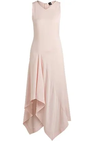 HUGO BOSS Long-length dress in soft twill with waterfall front