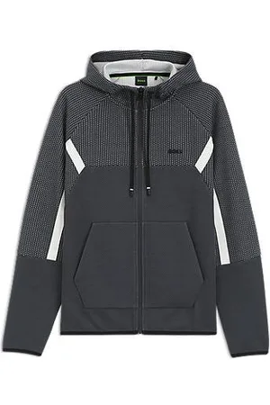 HUGO BOSS Regular-fit zip-up hoodie in quilted jacquard
