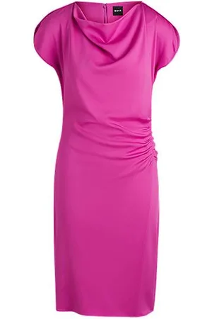 HUGO BOSS Drape-neckline dress with gathered detail