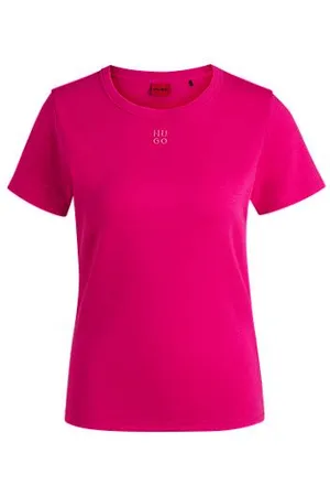 HUGO BOSS Cotton-blend T-shirt with stacked-logo embroidery