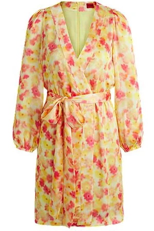 HUGO BOSS Wrap dress with hazy floral print