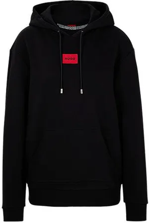HUGO BOSS Cotton hooded sweatshirt with logo label