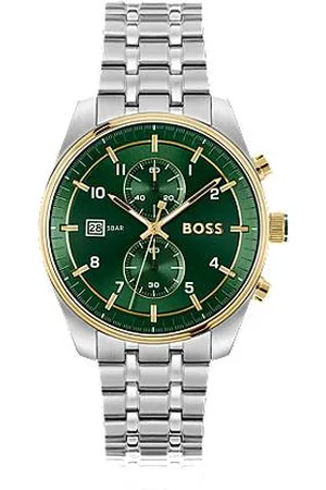 HUGO BOSS Two-tone chronograph watch with green dial