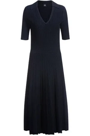 HUGO BOSS V-neck dress with ribbed structure