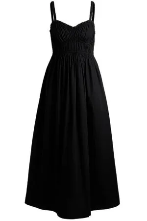 HUGO BOSS Cotton-poplin dress with ruched bodice