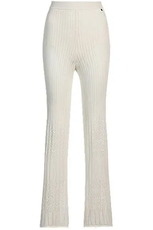 HUGO BOSS Knitted trousers in stretch fabric with mixed structures