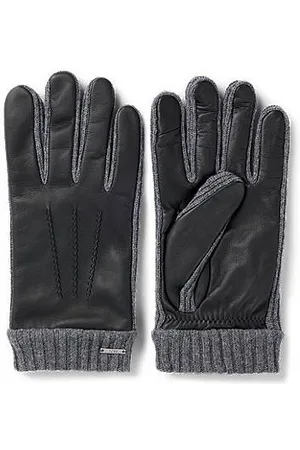 HUGO BOSS Logo-trim gloves in wool and leather