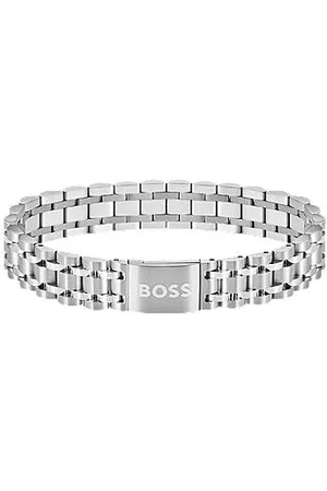 HUGO BOSS Silver-tone cuff with magnetic logo closure