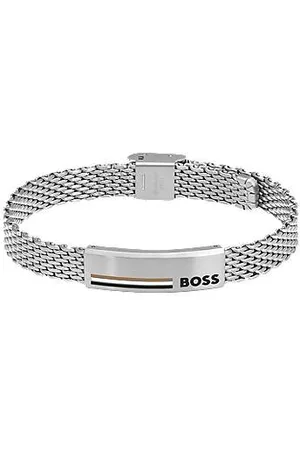 HUGO BOSS Stainless-steel mesh cuff with signature plate