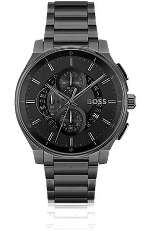 HUGO BOSS Black-plated chronograph watch with transparent dial