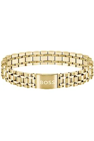 HUGO BOSS Gold-tone cuff with logo-engraved magnetic closure