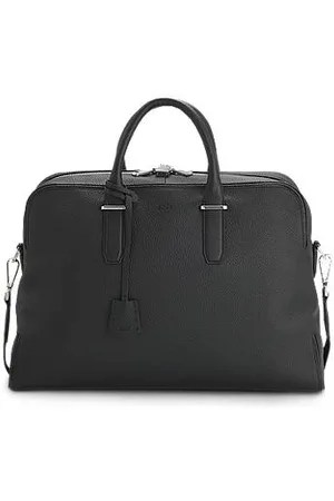 HUGO BOSS Grained leather holdall with logo keyholder