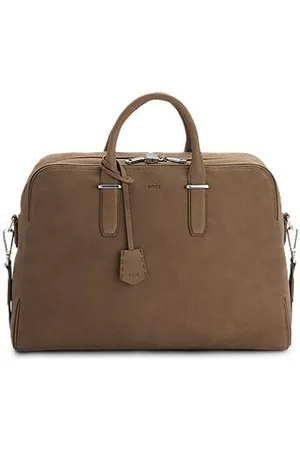 HUGO BOSS Grained leather holdall with logo keyholder