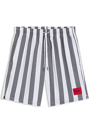 HUGO BOSS Block-stripe swim shorts with logo label