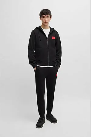 HUGO BOSS Regular-fit hoodie in French terry with logo label