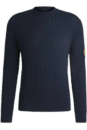 HUGO BOSS Equestrian cotton sweater with cable structure