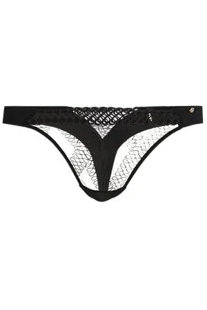 HUGO BOSS Eyelet-detailed thong with Double B monogram trim