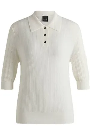 HUGO BOSS Equestrian ribbed-knit polo with oversized collar