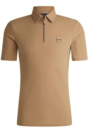HUGO BOSS Equestrian stretch-piqué training shirt with zip placket