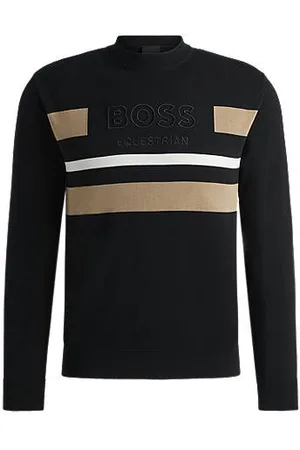 HUGO BOSS Equestrian cotton sweater with contrasting stripes