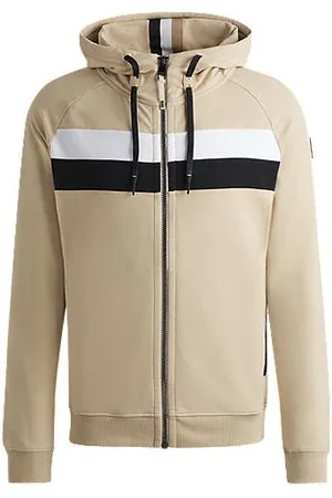 HUGO BOSS Equestrian zip-up hoodie in Italian stretch cotton