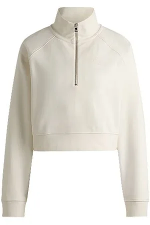 HUGO BOSS Cropped sweatshirt in cotton terry with embroidered logo