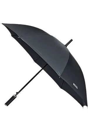 HUGO BOSS Grid-pattern umbrella with logo-emed handle
