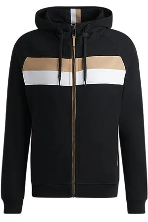 HUGO BOSS Equestrian zip-up hoodie in Italian stretch cotton