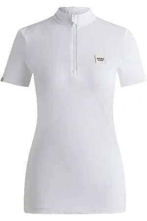 HUGO BOSS Equestrian show shirt in ribbed stretch fabric