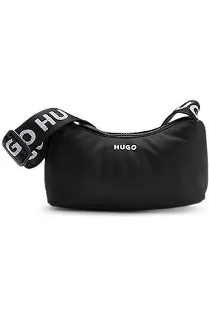 HUGO BOSS Twill hobo bag with logo strap