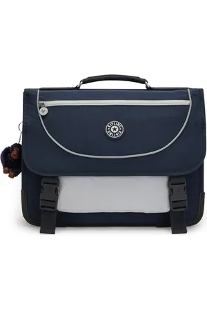 Kipling Medium Schoolbag Including Fluro Rain Cover Unisex True Blue Grey Preppy