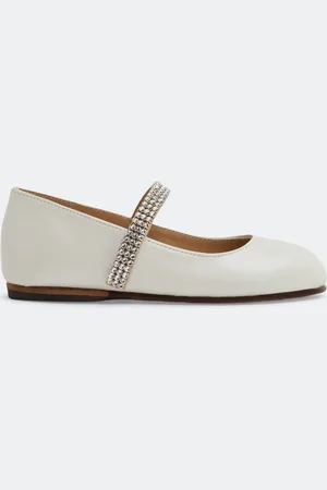 Babywalker Crystal-embellished leather ballerinas