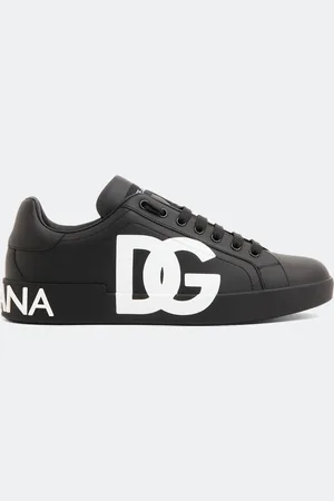 Dolce & Gabbana Calfskin nappa Portofino sneakers with DG logo print