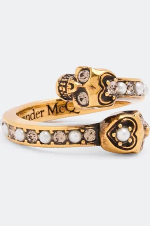 Alexander McQueen JEW.TWIN SKULL RING OTTONE