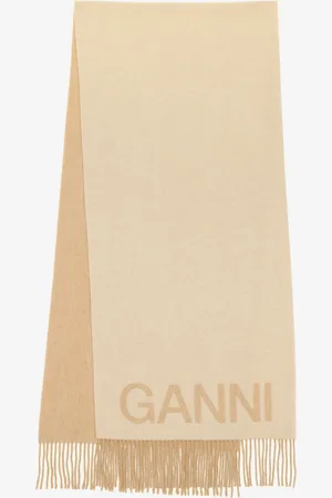 Ganni Fringed wool scarf