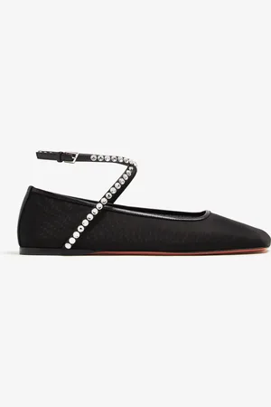 Amina Muaddi Ane mesh crystal ballet flats