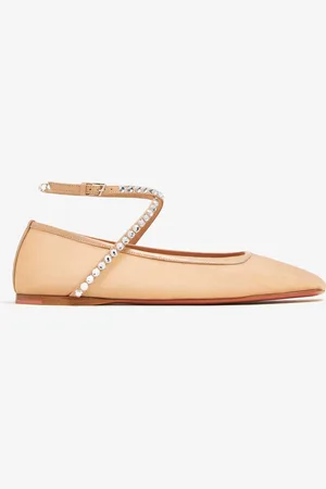 Amina Muaddi Ane mesh crystal ballet flats