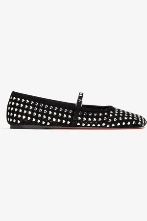 Amina Muaddi Ane crystal heart ballet flats