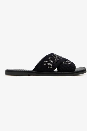 Schutz Embellished logo flat sandals