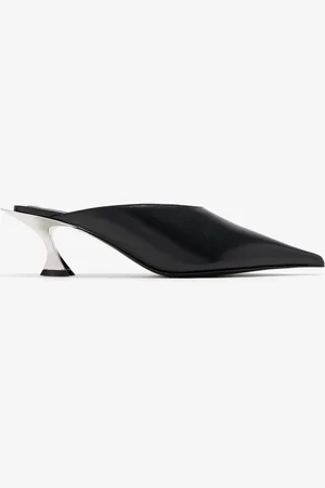 MUGLER Leather kitten mules