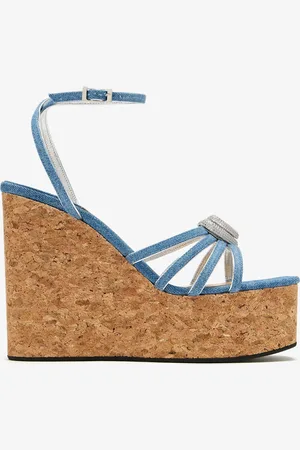 Mach & Mach Double Heart wedge sandals