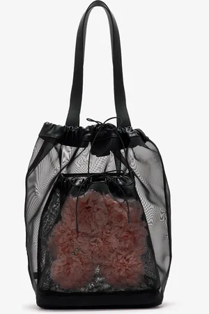 Simone Rocha Sheer stuffed carnation pocket tote bag