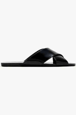 Prada Brushed leather slide sandals