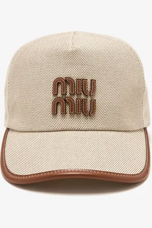 Miu Miu Canvas and leather baseball cap