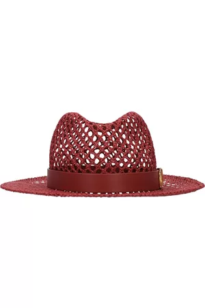 VALENTINO GARAVANI V Logo Signature Straw Effect Hat